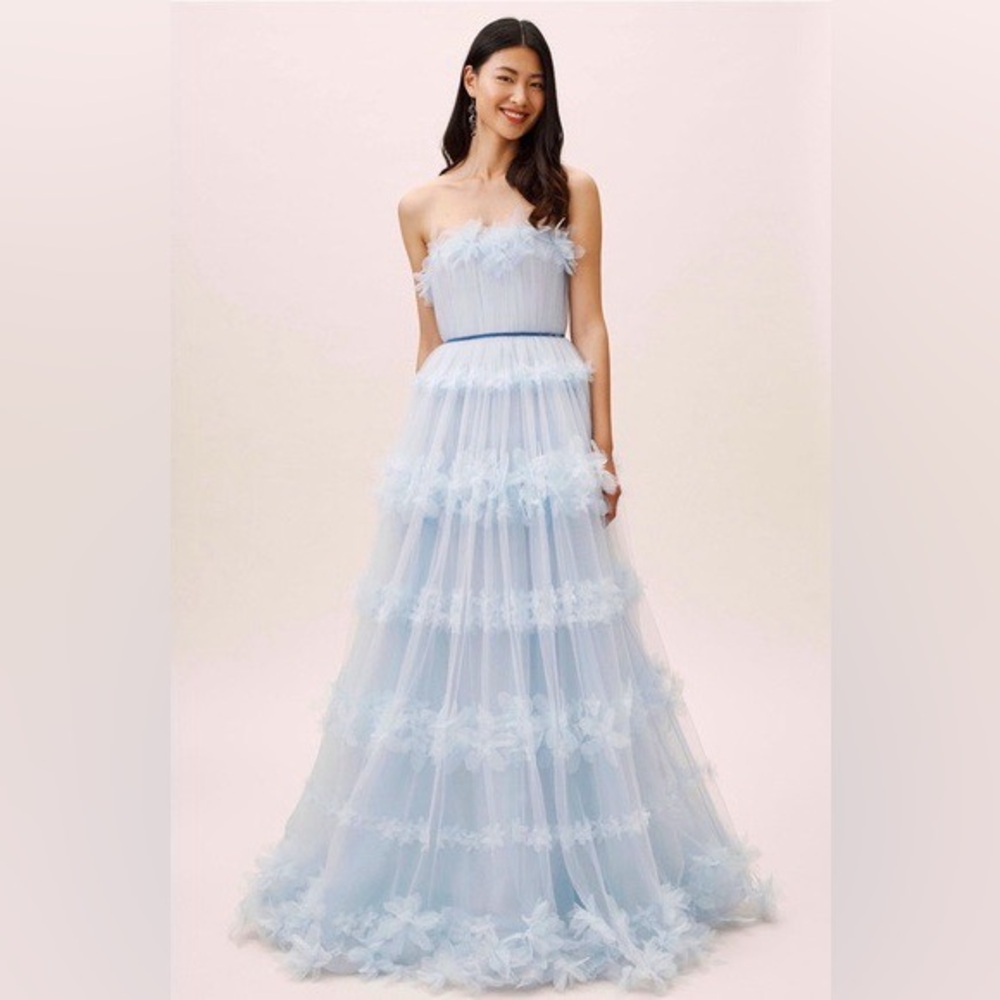 Anthropologie x BHLDN Marchesa Notte Nava Dress Blue Tulle